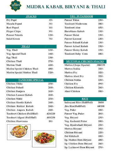 Mudra Kababs & Biryani menu 