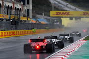 Charles Leclerc of Monaco driving the Scuderia Ferrari SF1000 follows a line of cars during the F1 Grand Prix of Turkey at Intercity Istanbul Park on November 15 2020 in Istanbul.