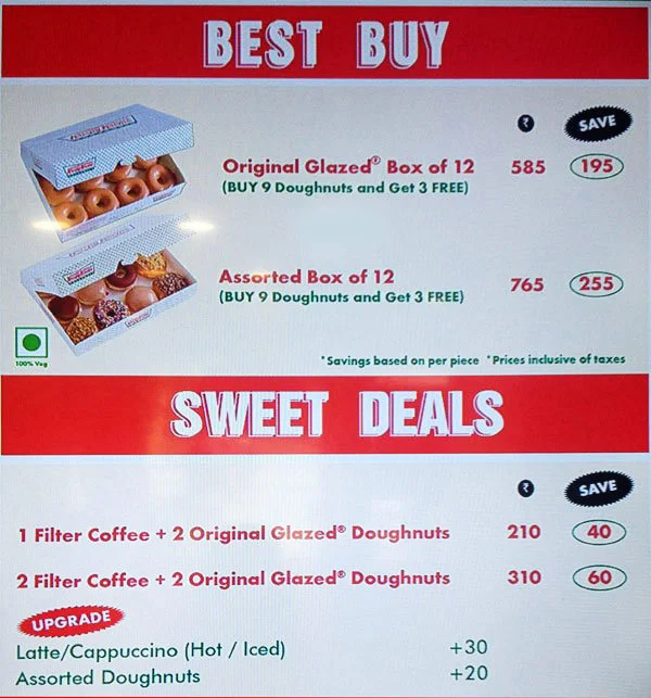 Krispy Kreme menu 