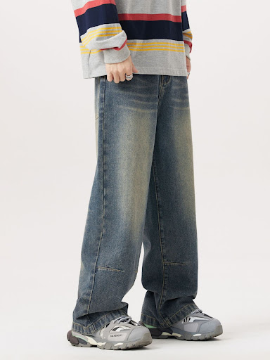 Title 4, Mens Fashion Personality Retro Washed Worn Jea...