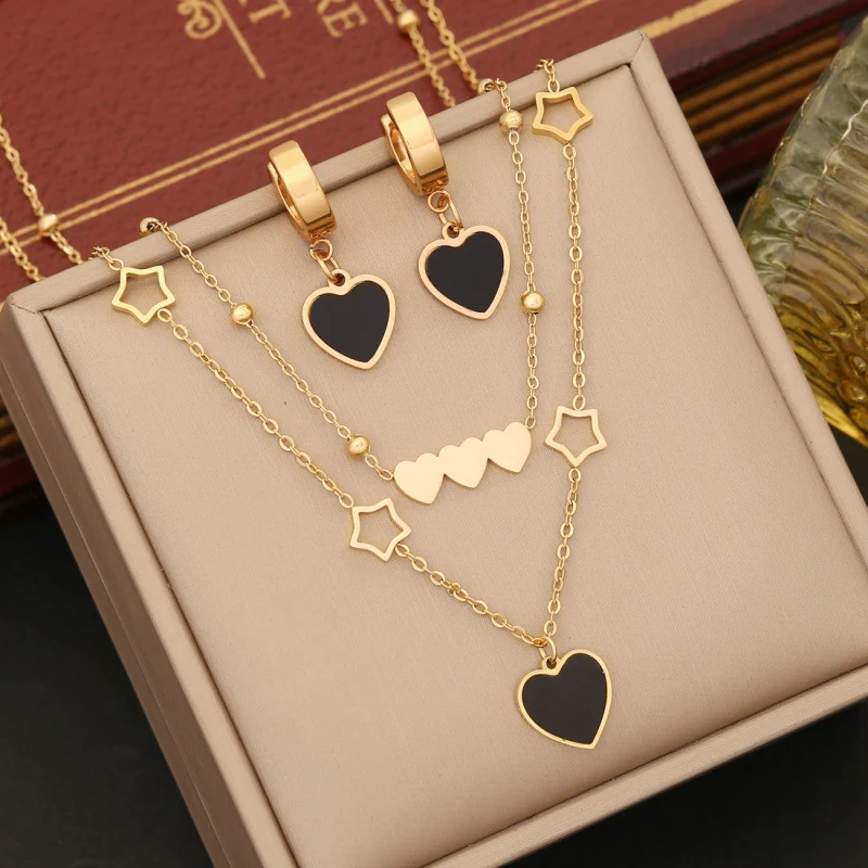 Black Love Jewelry Odelo Lanac za ključnu kost od nerđajućeg čelika, elegantan i izdržljiv, idealan za izražavanje ljubavi i svakodnevno nošenje.