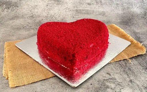 Anniversary Red Velvet Heart Cake Eggless