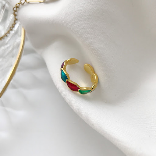 Title 4, Bague goutte de gel polychromatique dorée Ornez...