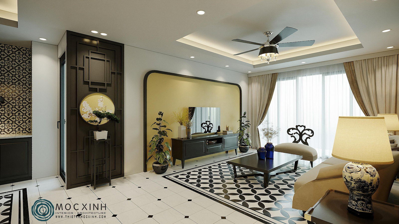 Mẫu thiết kế chung cư phong cách indochine căn hộ 100m2 chung cư ...