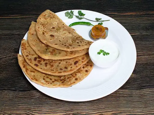 2 Sattu Paratha With Curd And Pickle