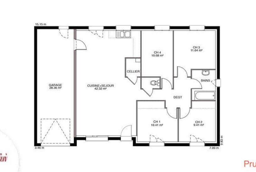  Vente Terrain + Maison - Terrain : 520m² - Maison : 87m² à Tillenay (21130) 