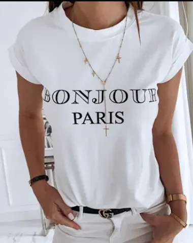 T-shirt slim de manga curta estampa - 0