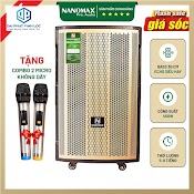 Loa Kéo Karaoke Công Suất Lớn 450W Nanomax| Loa Kéo Bluetooth Ks - 12F3 2022 Bass 30 Tặng 2 Mic Đọc Thẻ Nhớ Có Bánh Xe