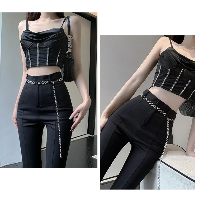 Title 7, Pantalon de nettoyage noir à micro-fentes pour ...