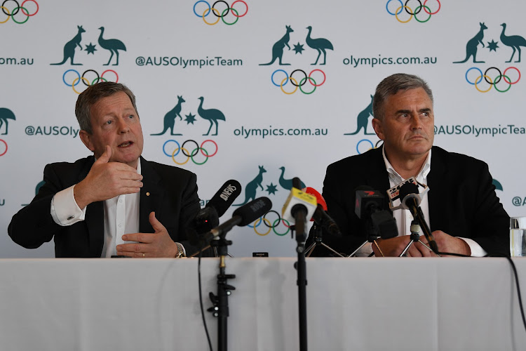 Australian Olympic Committee Chief Executive Matt Carroll (L) with Australian Team Chef de Mission for Tokyo 2020 Ian Chesterman