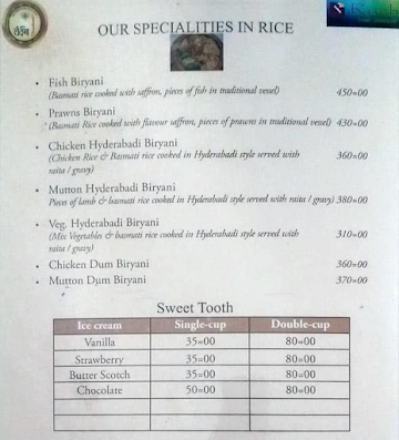 Ruchi Family Restaurant menu 