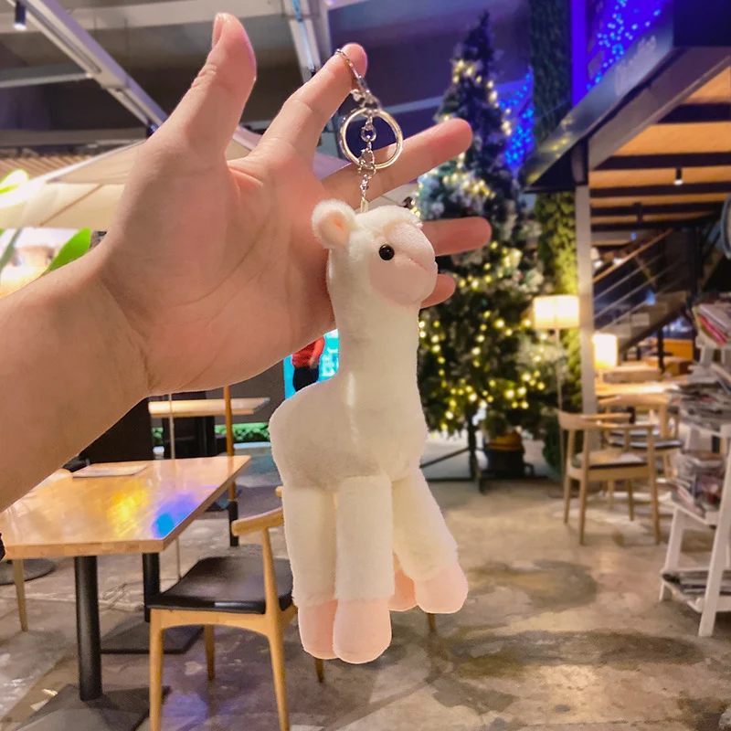 Porte-clés pendentif sac à main poupée alpaga en peluche, accessoire mignon et moelleux. Doux, câlin et design unique. Cadeau parfait! Pour clés ou sac.