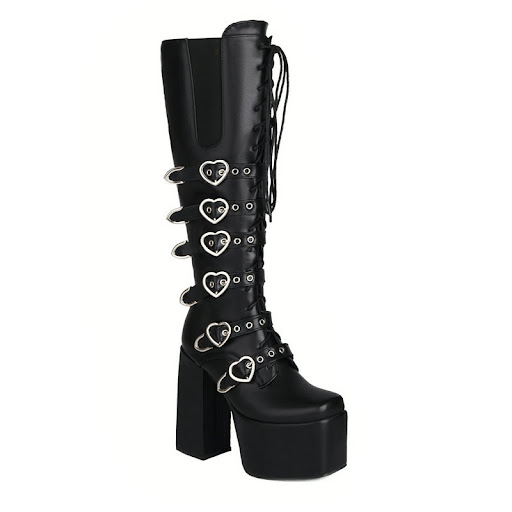 Title 3, Womens High Heel Punk Front Lace-up Martin Hig...