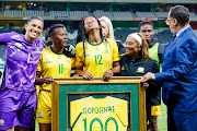 Jermaine Seoposenwe of South Africa during the 2024 Paris Olympic Games, Qualifier match between South Africa and Tanzania at Mbombela Stadium on February 27, 2024 in Nelspruit, South Africa. 