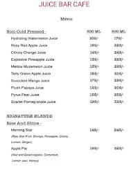 Juice Bar Cafe menu 1