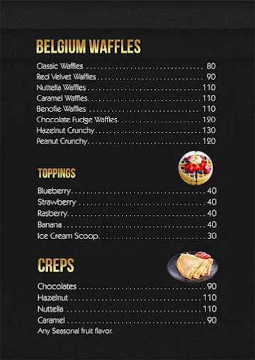 The Bake Art menu 