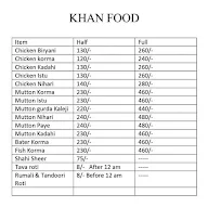 Khan Food menu 1