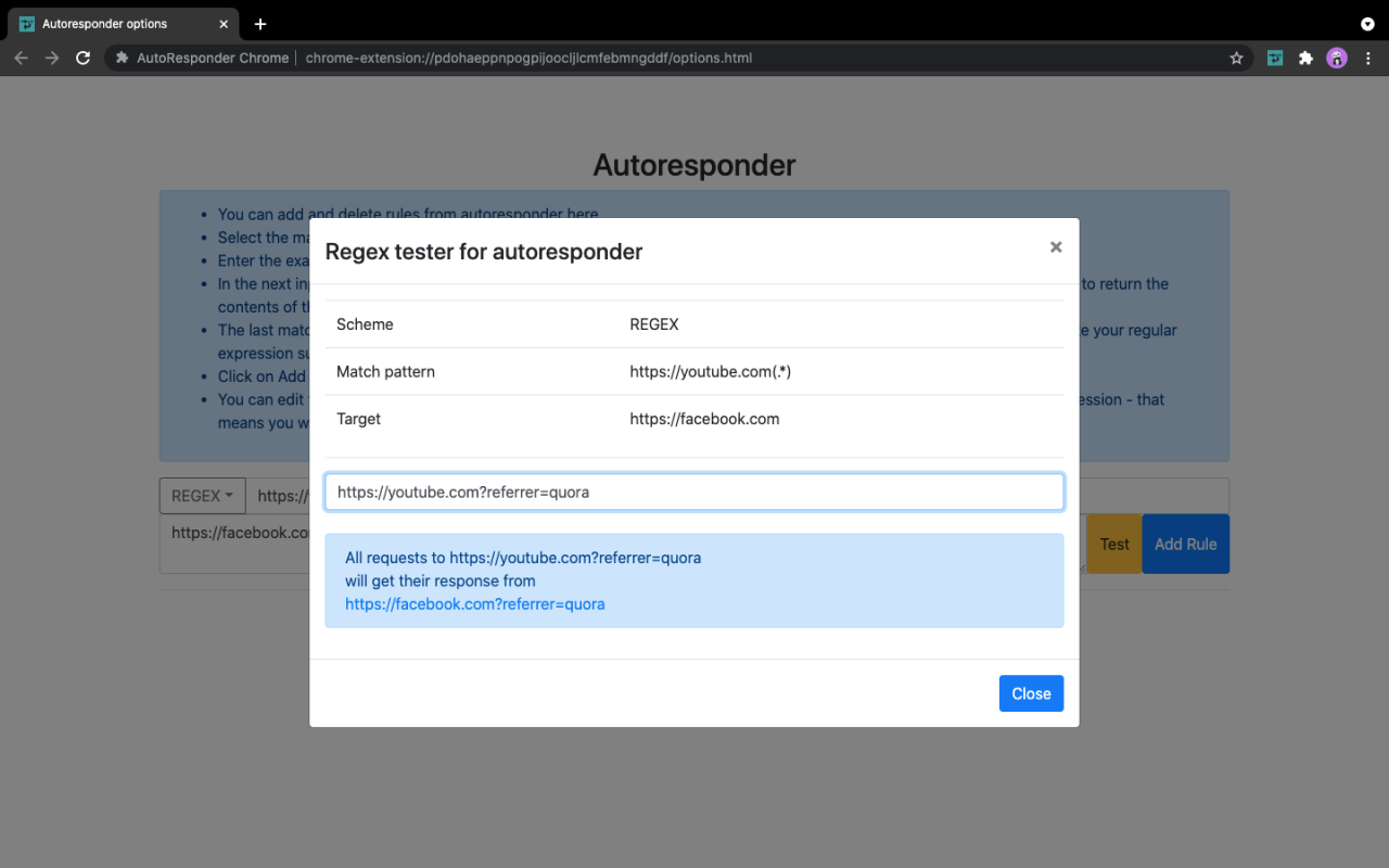 AutoResponder Chrome Preview image 1