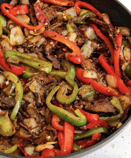 Szechuan Beef in a pan
