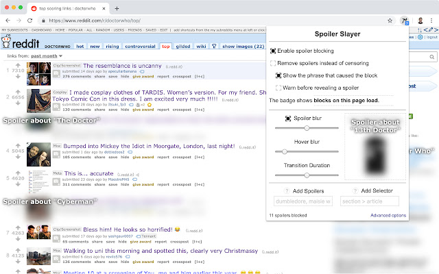 Spoiler Slayer chrome extension