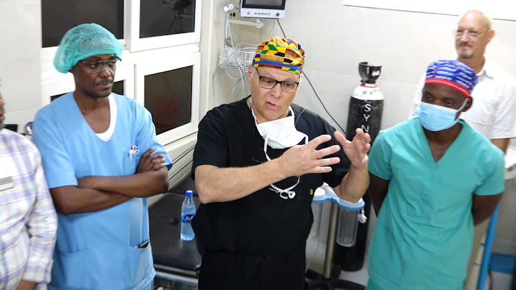 Prof James Netterville from the Vanderbilt University USA who is leading the team of US surgeons to conduct free complex ENT surgeries in Malindi.