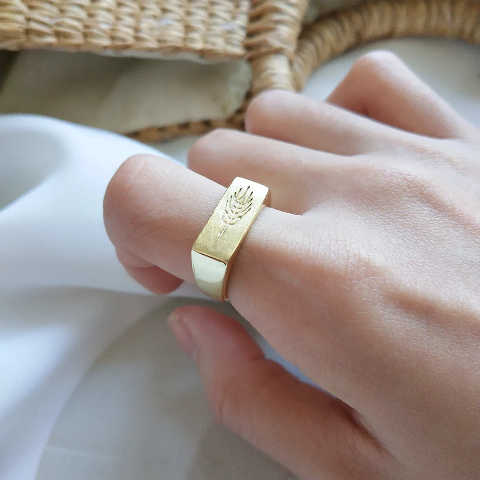 Anel de arroz perfumado coreano em prata esterlina S925 com tendência de personalidade, joia feminina charmosa e elegante.