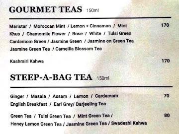 Wagh Bakri Tea Lounge menu 
