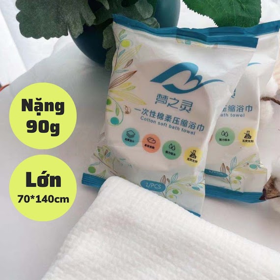 Khăn Tắm Nén Du Lịch Cotton Lớn 70X140Cm Dùng Một Lần, Loại Lớn Dày Nặng 90G Khăn Nén Khách Sạn