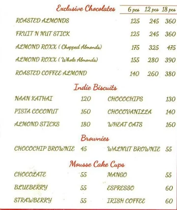 Little Cake House menu 