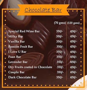 Zi & Zo Chocolatier menu 