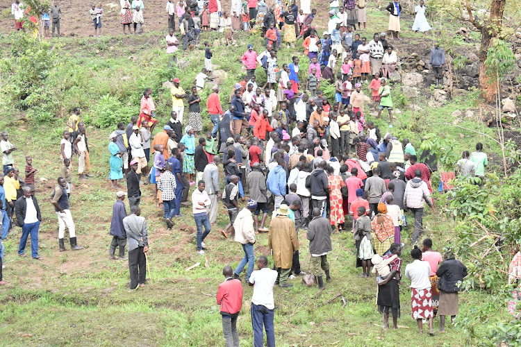 Locals at Malakisi river where the bizarre incident happened.