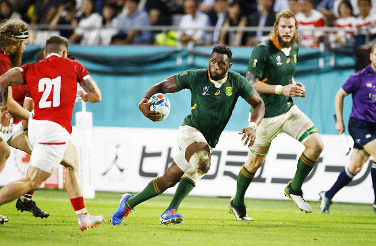 Siya Kolisi (capt.) of South Africa during the Rugby World Cup 2019 Pool B match between South Africa and Canada at Kobe Misaki Stadium on October 08, 2019 in Kobe, Japan.