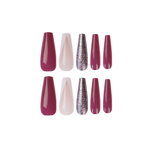 Title 4, Modni stikeri za nokte Plum French Glitter Fing...