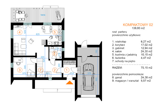 Kompaktowy 02A - Rzut parteru