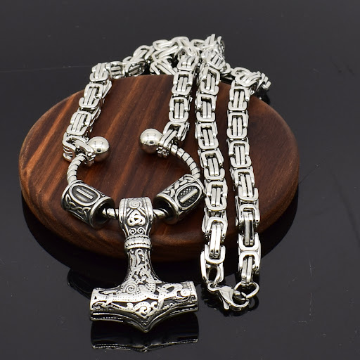 Title 3, Ornament Stainless Steel Nordic Viking Totem Ne...