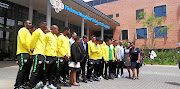 Bafana Bafana players and technical team interact with staff of the Nelson Mandela Children's Hospital during their visit yesterday. The team will face Mali in the Mandela Challenge in Port Elizabeth on Sunday.   