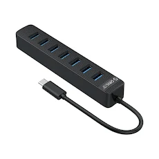 Bộ chia/ Hub Type C ra 7 cổng USB 3.0 Orico TWC3-7A-BK-EP (Đen)