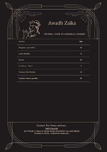 Awadh Zaika menu 