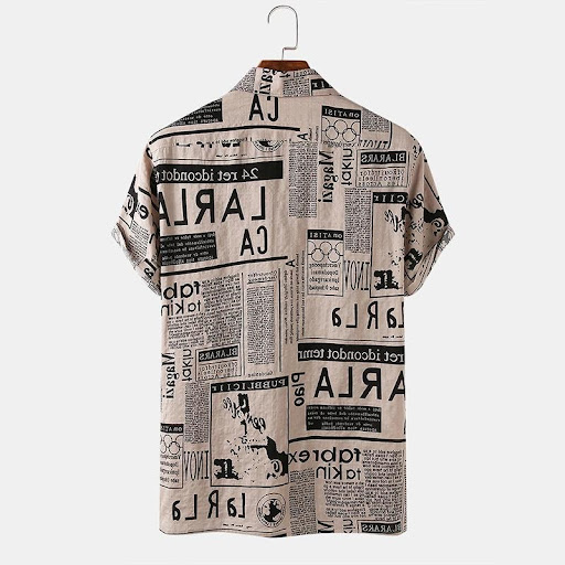 Title 4, 3xl Men Shirts Vintage Newspaper Print Hawaiian...