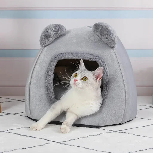 Cute Plush Bear Cat House Katzen Nest Puppy Kennel Small Dog Bed Winter Warm Cat Sleeping Bed Pet Animals Houses Pet Sup