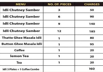 Naadbramha Idli menu 