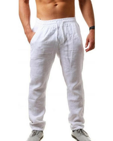 Men's Cotton Linen Pants Male Autumn New Breathable Solid... - 2