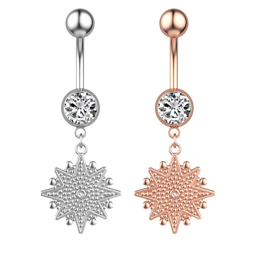 Title 5, New Eight Pointed Star Belly Button Ring Belly ...