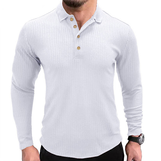 Title 4, European and American Mens Long-sleeved Polo T...