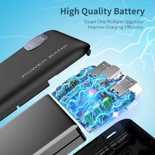 Title 4, 10000mAh Two USB Digital Display Power Bank. Ke...