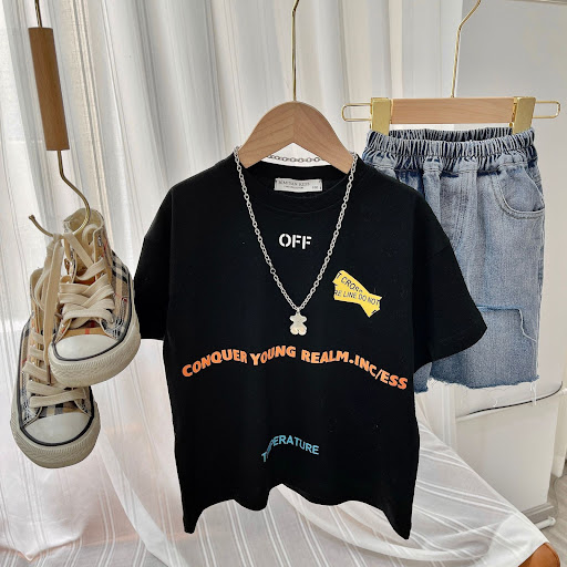 Title 3, Childrens Letter Print T shirt, Comfortable an...