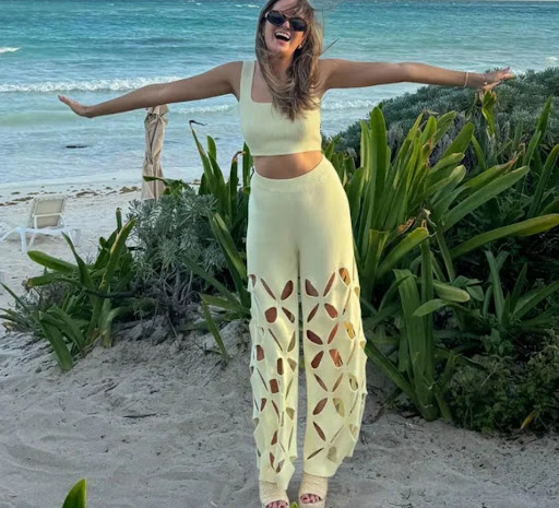 Title 2, Camisole Midriff-Baring Top and Hollow Trousers...