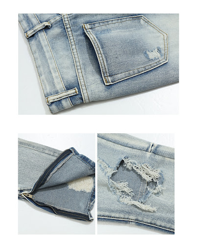 Title 4, Light Blue Big Ripped Jeans High Street Style, ...