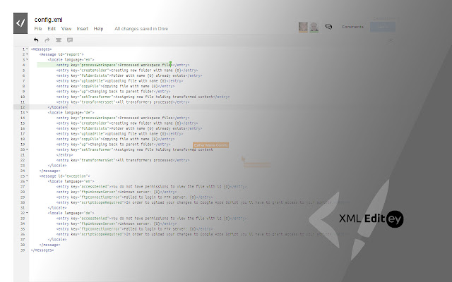 XML Editey chrome extension