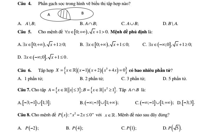 Bài tập mệnh đề tập hợp dayhoctoan.vn